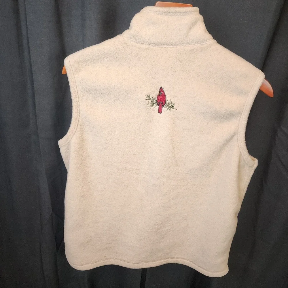 Baxter‎ and Wells fleece winter theme vest Womens Medium Full Zip Tan
